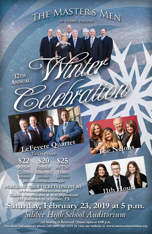 2019 Master's Men Winter Celebration Concert Poster